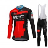 2018 Maillot Cyclisme BMC Rouge et Noir Manches Longues et Cuissard