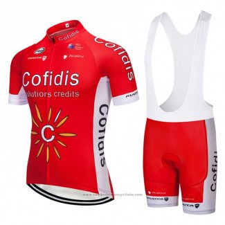 2018 Maillot Cyclisme Cofidis Rouge et Blanc Manches Courtes et Cuissard