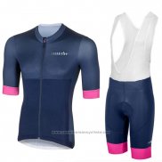 2018 Maillot Cyclisme Femme RH+ Fonce Bleu Manches Courtes et Cuissard