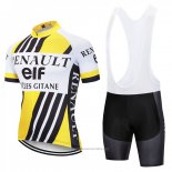 2018 Maillot Cyclisme Renaul Jaune et Blanc Manches Courtes et Cuissard