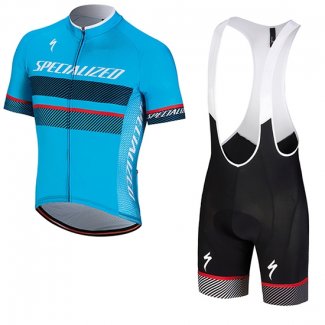 2018 Maillot Cyclisme Specialized Bleu Noir Rouge Manches Courtes et Cuissard