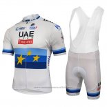 2018 Maillot Cyclisme UCI Monde Champion Leader Uae Lite Blanc Manches Courtes et Cuissard