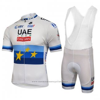 2018 Maillot Cyclisme UCI Monde Champion Leader Uae Lite Blanc Manches Courtes et Cuissard