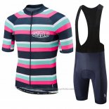 2019 Maillot Cyclisme Morvelo Vert Rose Noir Manches Courtes et Cuissard