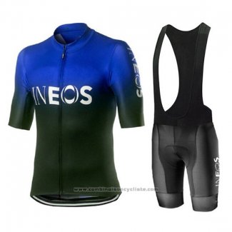 2019 Maillot Cyclisme Castelli Ineos Noir Bleu Manches Courtes et Cuissard