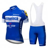 2019 Maillot Cyclisme Deceuninck Quick Step Bleu Blanc Manches Courtes et Cuissard