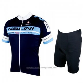 2019 Maillot Cyclisme Nalini Noir Bleu Manches Courtes et Cuissard