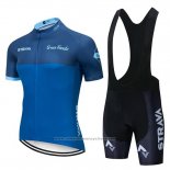 2019 Maillot Cyclisme STRAVA Bleu Manches Courtes et Cuissard