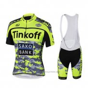 2019 Maillot Cyclisme Tinkoff Jaune Vert Noir Manches Courtes et Cuissard