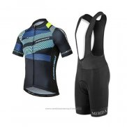 2020 Maillot Cyclisme Merida Noir Bleu Manches Courtes et Cuissard