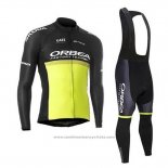 2020 Maillot Cyclisme Orbea Noir Jaune Manches Longues et Cuissard