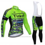 2020 Maillot Cyclisme Tinkoff Saxo Bank Vert Camouflage Manches Longues et Cuissard