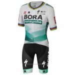 2020 Maillot Cyclisme UCI Mondo Champion Bora Blanc Vert Manches Courtes et Cuissard
