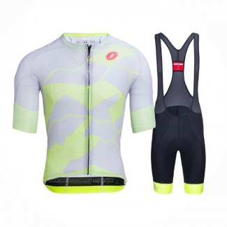 2021 Maillot Cyclisme Castelli Lumiere Jaune Blanc Manches Courtes et Cuissard