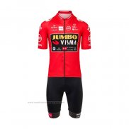 2021 Maillot Cyclisme Jumbo Visma Rouge Manches Courtes et Cuissard