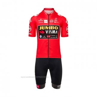 2021 Maillot Cyclisme Jumbo Visma Rouge Manches Courtes et Cuissard