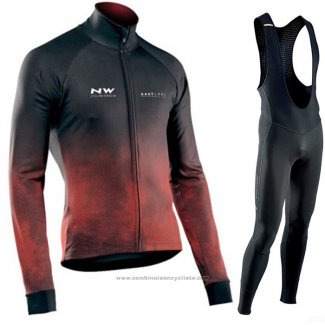 2021 Maillot Cyclisme Northwave Noir Rouge Manches Longues et Cuissard