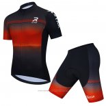 2021 Maillot Cyclisme R Star Noir Orange Manches Courtes et Cuissard