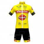 2022 Maillot Cyclisme Bingoal WB Jaune Manches Courtes et Cuissard