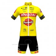 2022 Maillot Cyclisme Bingoal WB Jaune Manches Courtes et Cuissard