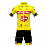 2022 Maillot Cyclisme Bingoal WB Jaune Manches Courtes et Cuissard