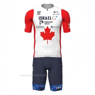 2022 Maillot Cyclisme Canada Champion Israel Cycling Academy Rouge Manches Courtes et Cuissard