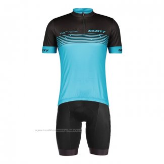 2022 Maillot Cyclisme Scott Bleu Manches Courtes et Cuissard