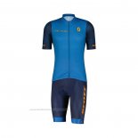 2022 Maillot Cyclisme Scott Bleu Manches Courtes et Cuissard