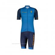 2022 Maillot Cyclisme Scott Bleu Manches Courtes et Cuissard