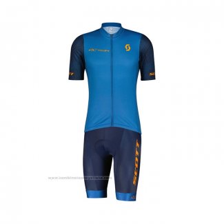 2022 Maillot Cyclisme Scott Bleu Manches Courtes et Cuissard