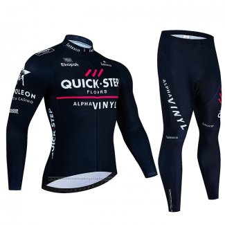 2023 Maillot Cyclisme Deceuninck Quick Step Noir Manches Longues et Cuissard