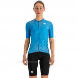 2023 Maillot Cyclisme Femme Sportful Bleu Manches Courtes et Cuissard