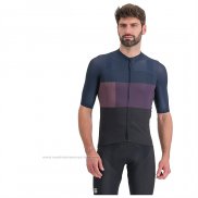 2023 Maillot Cyclisme Sportful Bleu Violet Manches Courtes et Cuissard