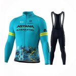2024 Maillot Cyclisme Astana Bleu Clair Manches Longues Et Cuissard