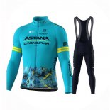 2024 Maillot Cyclisme Astana Bleu Clair Manches Longues Et Cuissard
