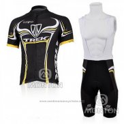 2009 Maillot Cyclisme Trek Noir et Jaune Manches Courtes et Cuissard