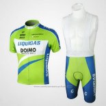 2010 Maillot Cyclisme Liquigas Doimo Bleu et Vert Manches Courtes et Cuissard