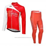 2013 Maillot Cyclisme Cofidis Rouge Manches Longues et Cuissard