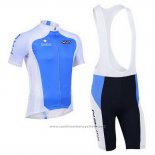 2013 Maillot Cyclisme Nalini Azur et Blanc Manches Courtes et Cuissard