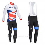 2013 Maillot Cyclisme Sky Champion Regno Unito Blanc et Nosso Manches Longues et Cuissard