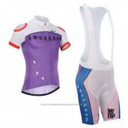 2014 Maillot Cyclisme Fox Cyclingbox Blanc et Violet Manches Courtes et Cuissard