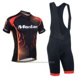 2014 Maillot Cyclisme Monton Rouge et Orange Manches Courtes et Cuissard