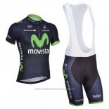 2014 Maillot Cyclisme Movistar Noir Manches Courtes et Cuissard