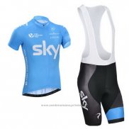 2014 Maillot Cyclisme Sky Azur et Blanc Manches Courtes et Cuissard