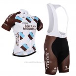 2015 Maillot Cyclisme Ag2rla Marron Manches Courtes et Cuissard