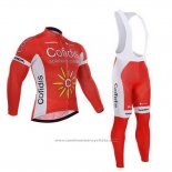 2015 Maillot Cyclisme Cofidis Rouge Manches Longues et Cuissard