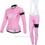 2015 Maillot Cyclisme Femme Sky Fuchsia Manches Longues et Cuissard