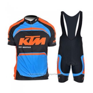 2015 Maillot Cyclisme Ktm Bleu et Orange Manches Courtes et Cuissard