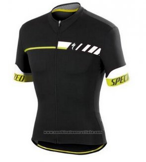 2015 Maillot Cyclisme Specialized Noir et Jaune Manches Courtes et Cuissard