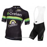 2016 Maillot Cyclisme Crelan AA Noir et Vert Manches Courtes et Cuissard